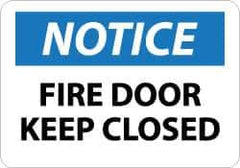 NMC - Notice - Fire Door - Keep Closed, Aluminum Fire and Exit Sign - 14" Wide x 10" High - Industrial Tool & Supply