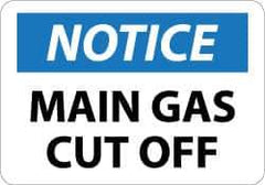 NMC - "Notice - Main Gas Cutoff", 10" Long x 14" Wide, Aluminum Safety Sign - Rectangle, 0.04" Thick, Use for Accident Prevention - Industrial Tool & Supply