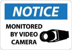 NMC - "Notice - Monitored by Video Camera", 10" Long x 14" Wide, Aluminum Safety Sign - Rectangle, 0.04" Thick, Use for Security & Admittance - Industrial Tool & Supply
