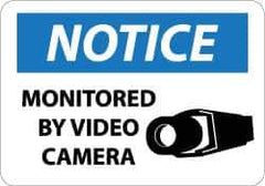 NMC - "Notice - Monitored by Video Camera", 10" Long x 14" Wide, Aluminum Safety Sign - Rectangle, 0.04" Thick, Use for Security & Admittance - Industrial Tool & Supply
