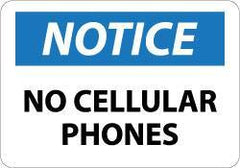 NMC - "Notice - No Cellular Phones", 10" Long x 14" Wide, Aluminum Safety Sign - Rectangle, 0.04" Thick, Use for Security & Admittance - Industrial Tool & Supply