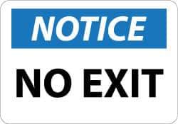 NMC - Notice - No Exit, Aluminum Exit Sign - 14" Wide x 10" High - Industrial Tool & Supply