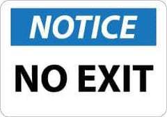 NMC - Notice - No Exit, Aluminum Exit Sign - 14" Wide x 10" High - Industrial Tool & Supply