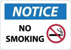 NMC - "Notice - No Smoking", 10" Long x 14" Wide, Aluminum Safety Sign - Rectangle, 0.04" Thick, Use for Accident Prevention - Industrial Tool & Supply