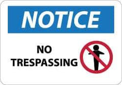 NMC - "Notice - No Trespassing", 10" Long x 14" Wide, Aluminum Safety Sign - Rectangle, 0.04" Thick, Use for Security & Admittance - Industrial Tool & Supply