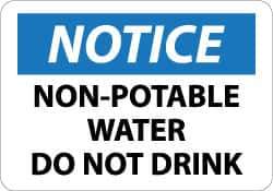 NMC - "Notice - Non-Potable Water", 10" Long x 14" Wide, Aluminum Safety Sign - Rectangle, 0.04" Thick, Use for Security & Admittance - Industrial Tool & Supply