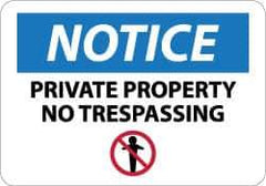 NMC - "Notice - Private Property - No Trespassing", 10" Long x 14" Wide, Aluminum Safety Sign - Rectangle, 0.04" Thick, Use for Security & Admittance - Industrial Tool & Supply