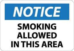 NMC - "Notice - Smoking Allowed in This Area", 10" Long x 14" Wide, Aluminum Safety Sign - Rectangle, 0.04" Thick, Use for Security & Admittance - Industrial Tool & Supply