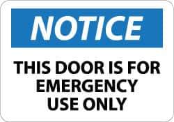 NMC - Notice - This Door Is for Emergency Use Only, Aluminum Exit Sign - 14" Wide x 10" High - Industrial Tool & Supply