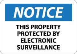 NMC - "Notice - This Property Protected by Electronic Surveillance", 10" Long x 14" Wide, Aluminum Safety Sign - Rectangle, 0.04" Thick, Use for Security & Admittance - Industrial Tool & Supply