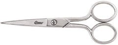 Clauss - 2" LOC, 5" OAL Chrome Plated Standard Scissors - Ambidextrous, Chrome Plated Straight Handle, For Sewing - Industrial Tool & Supply