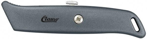 Clauss - Retractable Utility Knife - 2-1/4" Blade, Gray Steel Handle, 1 Blade Included - Industrial Tool & Supply