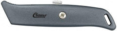 Clauss - Retractable Utility Knife - 2-1/4" Blade, Gray Steel Handle, 1 Blade Included - Industrial Tool & Supply
