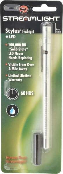 Streamlight - Blue LED Bulb, 2 Lumens, Mini Flashlight - Silver Aluminum Body, 3 AAAA Alkaline Batteries Included - Industrial Tool & Supply