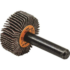 WALTER Surface Technologies - 1" Diam x 1" Face Width, Medium Aluminum Oxide Coated Mounted Flap Wheel - 1/4" Shank Mount, 60 Grit, Cloth Backing, 30,000 Max RPM - Industrial Tool & Supply