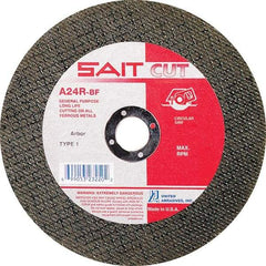 Sait - 8" 24 Grit Aluminum Oxide Cutoff Wheel - 3/32" Thick, 5/8" Arbor, 7,600 Max RPM, Use with Circular Saws - Industrial Tool & Supply