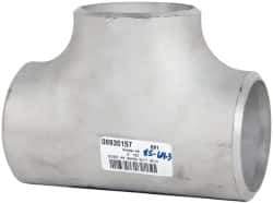 Merit Brass - 3" Grade 304L Stainless Steel Pipe Tee - Butt Weld x Butt Weld x Butt Weld End Connections - Industrial Tool & Supply