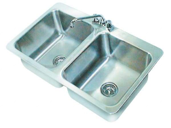 Advance Tabco - 14" Long x 16" Wide Inside, 2 Compartment, Stainless Steel Stainless Steel Drop In Sink - 18 Gauge, 33-1/2" Long x 20-1/2" Wide Outside, 10" Deep - Industrial Tool & Supply