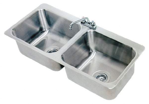 Advance Tabco - 20" Long x 16" Wide Inside, 2 Compartment, Stainless Steel Stainless Steel Drop In Sink - 18 Gauge, 45-1/2" Long x 20-1/2" Wide Outside, 8" Deep - Industrial Tool & Supply