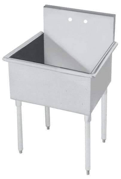 Eagle MHC - 18" Long x 18" Wide Inside, 1 Compartment, Grade 430 Stainless Steel Stainless Steel Scullery Sink - 16 Gauge, 21" Long x 21-1/2" Wide x 42" High Outside, 14" Deep - Industrial Tool & Supply