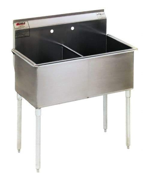 Eagle MHC - 48" Long x 21" Wide Inside, 2 Compartment, Stainless Steel Stainless Steel Scullery Sink - 16 Gauge, 51" Long x 24-1/2" Wide x 42" High Outside, 14" Deep - Industrial Tool & Supply