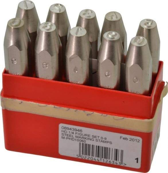 Pryor - 10 Piece, 1/4" Character Steel Stamp Set - Figures, Heavy Duty - Industrial Tool & Supply