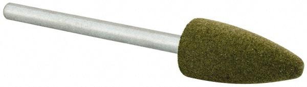 Cratex - 3/8" Max Diam x 3/4" Thick, Shape Code B52, Rubberized Point - Fine Grade, Aluminum Oxide, Mounted - Industrial Tool & Supply