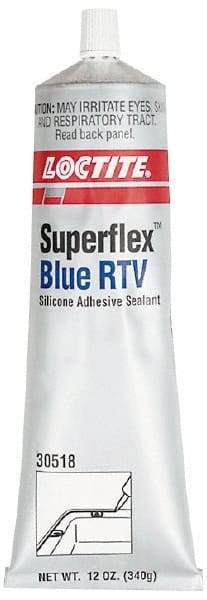Loctite - 12 oz Tube Blue RTV Silicone Gasket Sealant - 500°F Max Operating Temp, 30 min Tack Free Dry Time, 24 hr Full Cure Time, Series 234 - Industrial Tool & Supply
