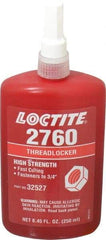 Loctite - 250 mL Bottle, Red, High Strength Liquid Threadlocker - Series 2760, 24 hr Full Cure Time, Hand Tool, Heat Removal - Industrial Tool & Supply