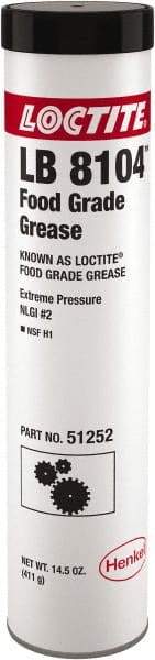 Loctite - 14.5 oz Cartridge Aluminum Complex Extreme Pressure Grease - White, Food Grade & Extreme Pressure, 450°F Max Temp, - Industrial Tool & Supply