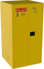 Jamco - 2 Door, 2 Shelf, Yellow Steel Standard Safety Cabinet for Flammable and Combustible Liquids - 65" High x 34" Wide x 34" Deep, Manual Closing Door, 3 Point Key Lock, 60 Gal Capacity - Industrial Tool & Supply