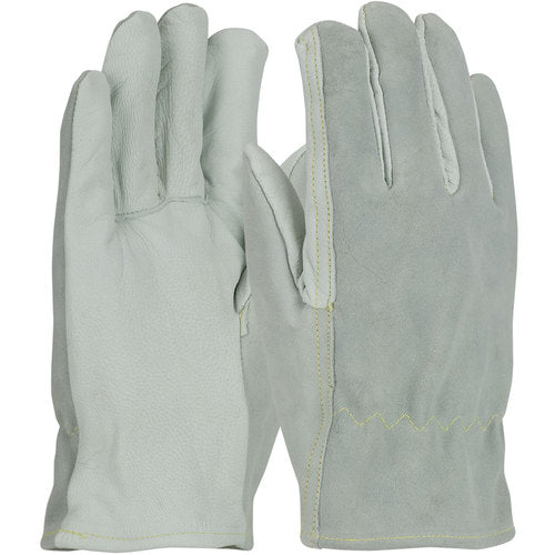 ‎09-K3720/XXL Leather Gloves - Goatskin/Split Cowhide Drivers - 13G Kevlar Lining - Straight Thumb - A2 - Exact Industrial Supply