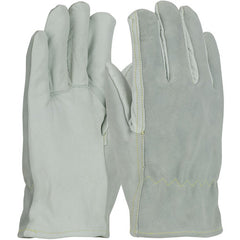 ‎09-K3720/M Leather Gloves W/KEVLAR - Goatskin/Split Cowhide Drivers - 13G Kevlar Lining - Straight Thumb - A2 - Exact Industrial Supply