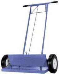 Made in USA - 36" Long Push Magnetic Sweeper with Wheels - 4-1/2" Wide x 1-1/2" High x 48" Long, 10" Wheel Diam, 2-1/2" Clearance - Industrial Tool & Supply