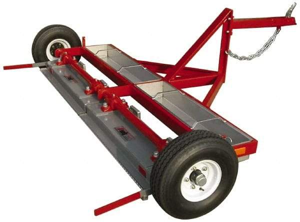 Made in USA - 84" Long Tow-Behind Magnetic Sweeper with Wheels - 12" Wide x 4-1/2" High, 8" Wheel Diam, 2" Clearance - Industrial Tool & Supply