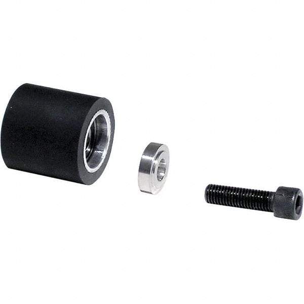 Dynabrade - 1" Diam x 1" Wide Contact Wheel Assembly - 1/4" Arbor Hole, Flat, 80 Duro Rubber Face - Industrial Tool & Supply