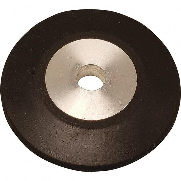 Dynabrade - 4" Diam x 1/2" Wide Contact Wheel - 1/4" Arbor Hole, Radiused, 70 Duro Rubber Face - Industrial Tool & Supply