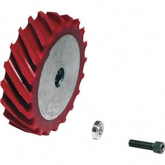 Dynabrade - 4" Diam x 1" Wide Contact Wheel Assembly - 1/4" Arbor Hole, Scoop, 60 Duro Urethane Face - Industrial Tool & Supply