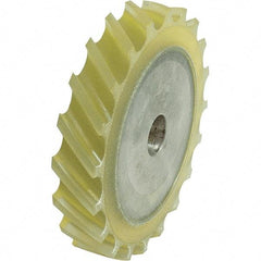 Dynabrade - 4" Diam x 5/8" Wide Contact Wheel - 1/4" Arbor Hole, Scoop, 90 Duro Urethane Face - Industrial Tool & Supply