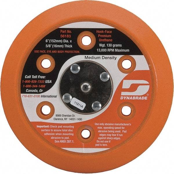 Dynabrade - 6" Diam Disc Backing Vacuum Replacement Pad - Medium Density, 13,000 RPM - Industrial Tool & Supply