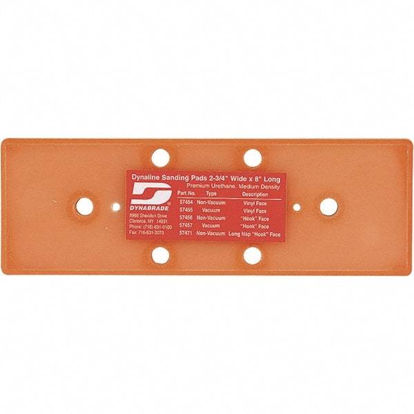 Dynabrade - 8 x 2-3/4" Rectangular Adhesive/PSA Backing Pad - Dynaline Compatible, Screw Attachment, Vacuum Pad, 3/8" Thick, Medium Density - Industrial Tool & Supply