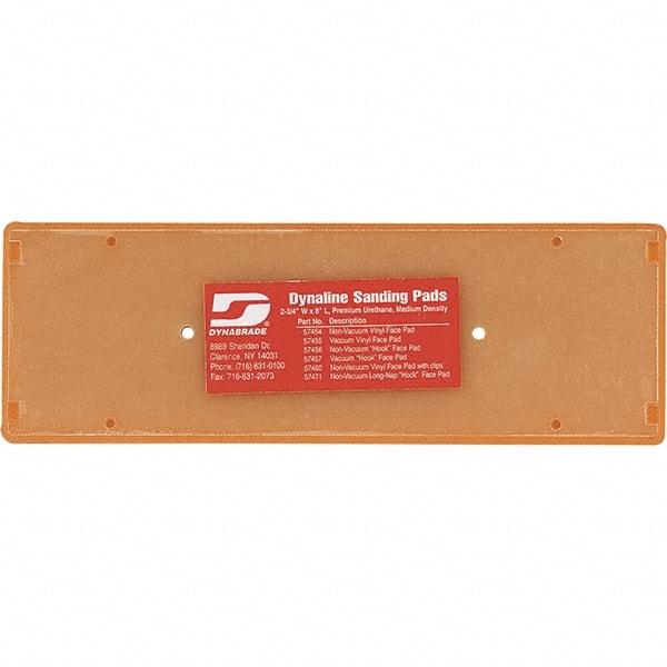 Dynabrade - 8 x 2-3/4" Rectangular Hook Face Backing Pad - Screw Attachment, Vacuum Pad, 3/8" Thick, Medium Density, Short Nap - Industrial Tool & Supply