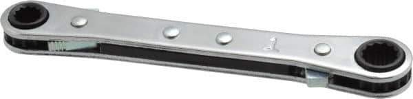 Lang - 1/4" x 5/16" 12 Point Reversible Ratcheting Box Wrench - Double End, 4-1/2" OAL, Steel, Nickel Chrome Finish - Industrial Tool & Supply