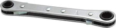 Lang - 1/4" x 5/16" 12 Point Reversible Ratcheting Box Wrench - Double End, 4-1/2" OAL, Steel, Nickel Chrome Finish - Industrial Tool & Supply