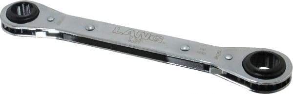 Lang - 5/8" x 3/4" 12 Point Reversible Ratcheting Box Wrench - Double End, 8-1/8" OAL, Steel, Nickel Chrome Finish - Industrial Tool & Supply