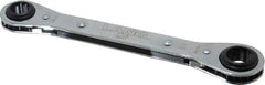 Lang - 5/8" x 3/4" 12 Point Reversible Ratcheting Box Wrench - Double End, 8-1/8" OAL, Steel, Nickel Chrome Finish - Industrial Tool & Supply