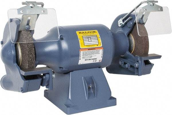 Baldor - 8" Wheel Diam x 1" Wheel Width, 3/4 hp Grinder - 3/4" Arbor Hole Diam, 1 Phase, 1,800 Max RPM, 115/230 Volts - Industrial Tool & Supply