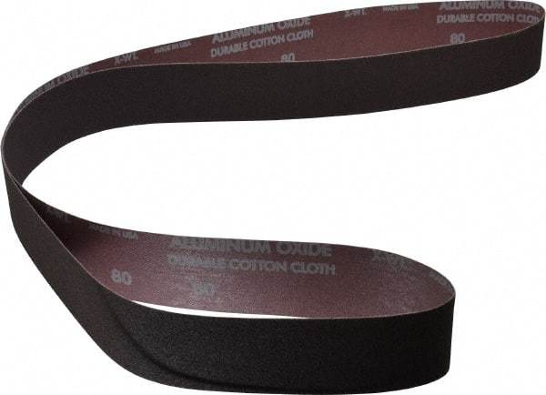 Norton - 2" Wide x 72" OAL, 80 Grit, Aluminum Oxide Abrasive Belt - Aluminum Oxide, Medium, Coated, X Weighted Cloth Backing, Series R228 - Industrial Tool & Supply