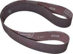 Norton - 2" Wide x 60" OAL, 120 Grit, Aluminum Oxide Abrasive Belt - Aluminum Oxide, Fine, Coated, X Weighted Cloth Backing, Series R228 - Industrial Tool & Supply