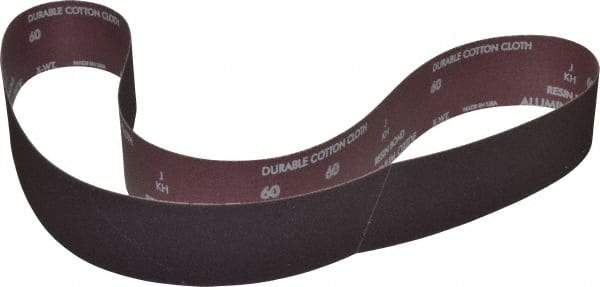Norton - 2-1/2" Wide x 60" OAL, 60 Grit, Aluminum Oxide Abrasive Belt - Aluminum Oxide, Medium, Coated, X Weighted Cloth Backing, Series R228 - Industrial Tool & Supply